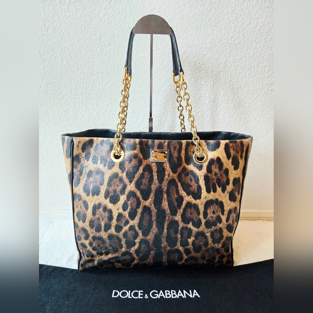 Dolce and Gabbana Leopard Print Shopping Tote Bag and Wallet Organizer Set - Picture 5 of 16